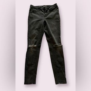 Womens, high-rise distressed jeggings, black, size 2